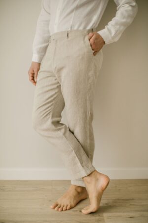 Rustic Elegance Linen Trousers for Men - Smart Casual, Wedding-Ready