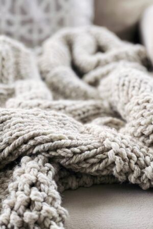 Indulge in Cozy Haven Hand-Knitted Chunky Basketweave Throw for Unrivaled Warmth and Style