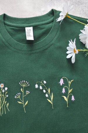 Embroidered Wildflower T-shirt A Floral Tapestry for Nature Lovers