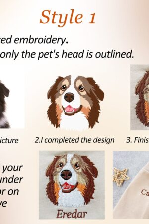 Personalized Embroidered Pet Portrait Sweatshirt Capture Your Furry Friend's Charm