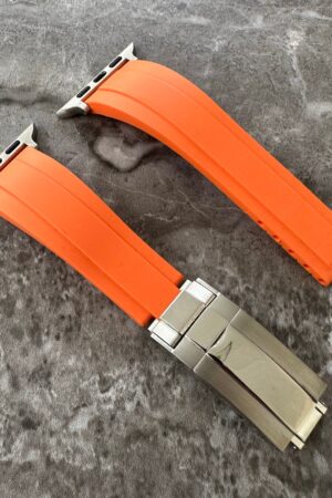 Orange Silicone Rubber OYSTERFLEX Watch Strap Band Compatible with Apple Watch Ultra 1 2 49mm