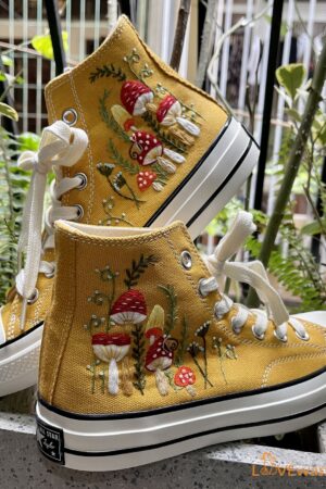 Mushrooms Embroidered Converse Unleash Your Inner Mycologist with Custom Chuck Taylors