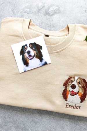 Personalized Embroidered Pet Portrait Sweatshirt Capture Your Furry Friend's Charm