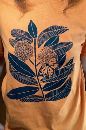 Monarch Butterfly and Milkweed A Symbiotic Symphony on a Handcrafted Tee