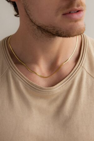 Caitlyn Minimalist Men's Bold Snake Chain Necklace Elevate Your Everyday Style