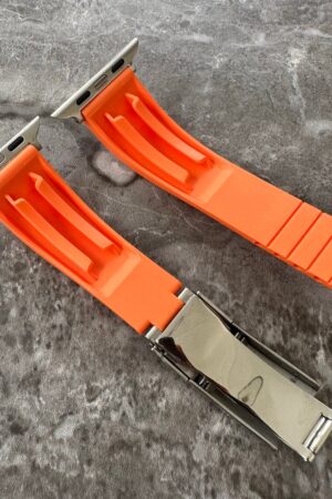 Orange Silicone Rubber OYSTERFLEX Watch Strap Band Compatible with Apple Watch Ultra 1 2 49mm