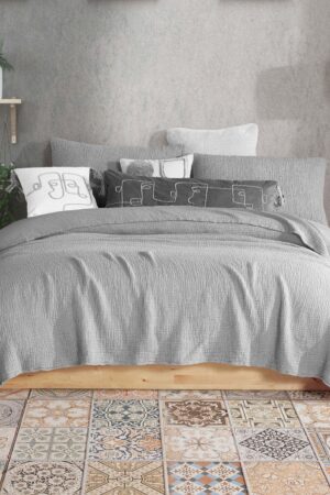 Ultra-Soft Light Gray Pure Cotton 4-Layer Gauze Throw Indulge in Comfort and Style