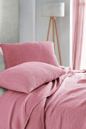 Ultra-Soft Rose Cotton Gauze Throw Year-Round Comfort and Breathability