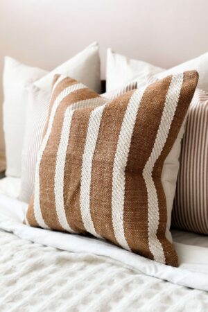 Cozy Comfort Premium Indian Cotton Rust Stripe Cushion in Two Sizes