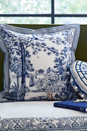 French Blue Forest Throw Pillow Cover Elevate Your Home Decor with Artful Elegance