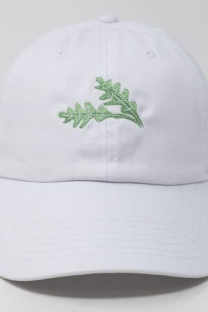 Embroidered Arugula Leaf Baseball Cap Washed Cotton, Curved Brim, Summer Style