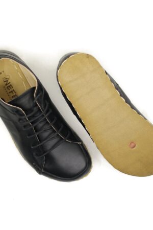 Black Leather Sneakers Elevate Your Style with Barefooters' Handmade Comfort