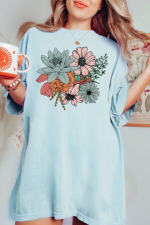 Boho Wildflowers A Symphony of Nature on a Personalized Floral Shirt