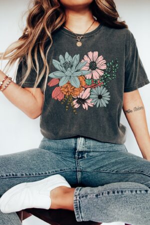 Boho Wildflowers A Symphony of Nature on a Personalized Floral Shirt