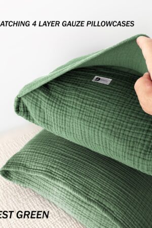 Luxurious Forest Green Pure Cotton Gauze Throw Comfort and Style for Every Home