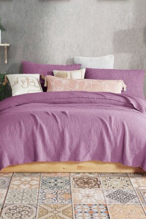 Damson Color Pure Cotton 4-Layer Gauze Throw Luxurious Comfort for All Sizes