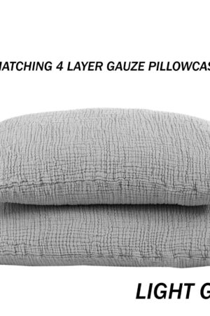 Ultra-Soft Light Gray Pure Cotton 4-Layer Gauze Throw Indulge in Comfort and Style