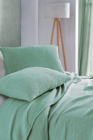 Luxurious Mint Green Pure Cotton Gauze Throw Comfort and Style for Every Home