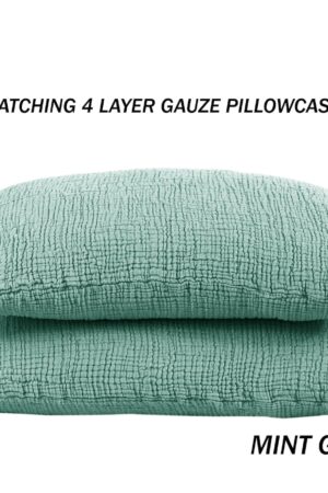 Luxurious Mint Green Pure Cotton Gauze Throw Comfort and Style for Every Home