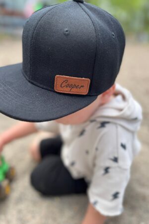 Personalized Initial and Name Hats Embroidered Leather Patch for Matching Family Style