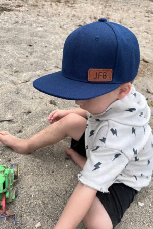 Personalized Initial and Name Hats Embroidered Leather Patch for Matching Family Style