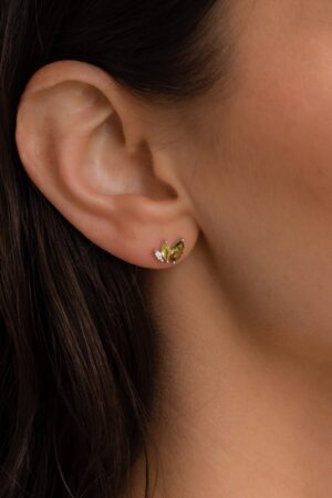 Sparkling Peridot Leaf Studs Embrace the Essence of Summer with Marquise Gemstone Jewelry