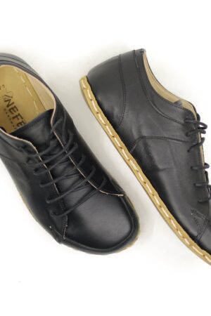 Black Leather Sneakers Elevate Your Style with Barefooters' Handmade Comfort