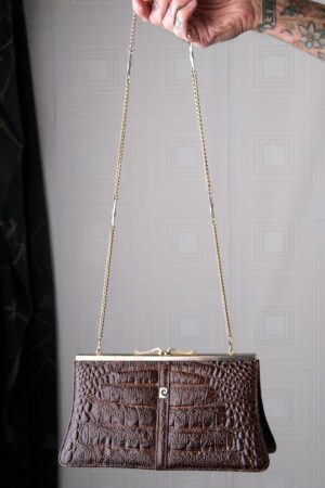 Timeless Treasure Vintage 1970s Pierre Cardin Embossed Leather Shoulder Bag with Golden Embrace