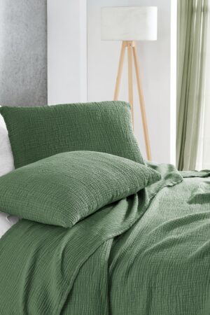 Luxurious Forest Green Pure Cotton Gauze Throw Comfort and Style for Every Home