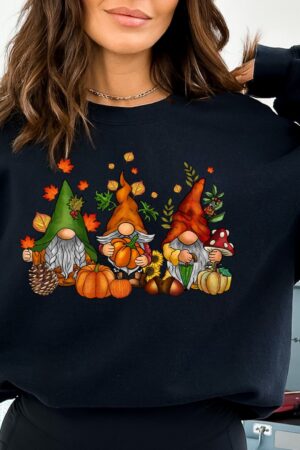 Cozy Up with Our Enchanting Gnomes Fall Sweatshirt A Festive Treat for Thanksgiving and Beyond