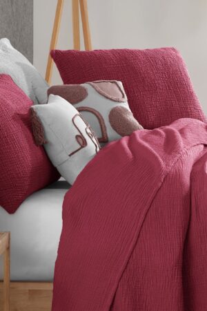 Luxurious Burgundy Cotton Gauze Throw Comfort and Style for All Seasons