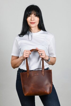 Cognac Leather Mini Tote The Perfect Gift for Her