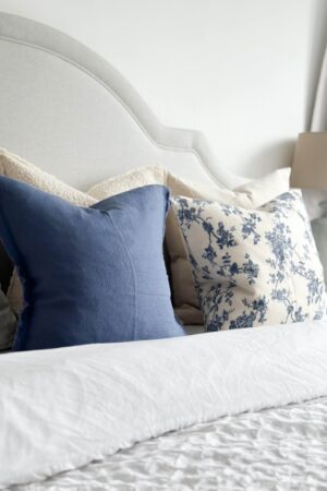 Aria Blue Floral Print Cushion with Duck Feather Pad Comfort and Style for Your Home