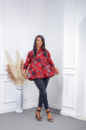 Vibrant Red African Print Top Embrace Bold Style and Cultural Heritage