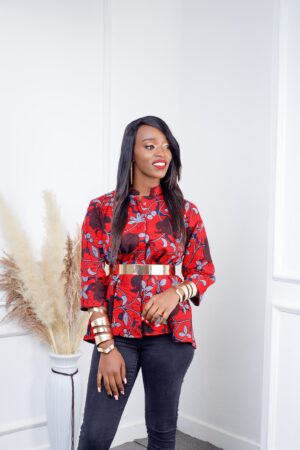 Vibrant Red African Print Top Embrace Bold Style and Cultural Heritage