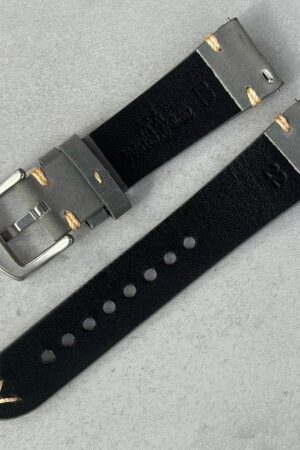 Stone Grey Vintage Full Grain Leather Watch Strap Elevate Your Timepiece with Timeless Style