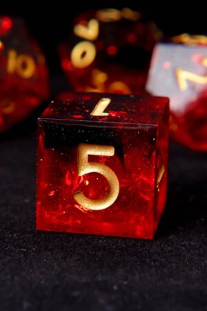 Fire Red Glittering D20 Dice Illuminate Your D&D Adventures with Handmade Precision