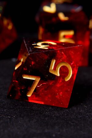 Fire Red Glittering D20 Dice Illuminate Your D&D Adventures with Handmade Precision