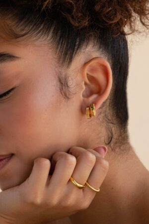 Golden Embrace Ribbed Huggie Hoops for a Timeless Allure