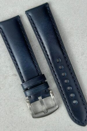 Deep Ocean Blue Full Grain Leather Watch Strap Elevate Your Timepiece with Unparalleled Comfort and Style