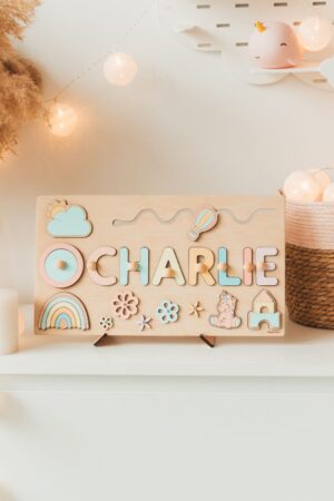 Personalized Montessori Busy Board Sensory Puzzle for Baby Girls, Custom Name, Educational Gift for 1-3 Year Olds