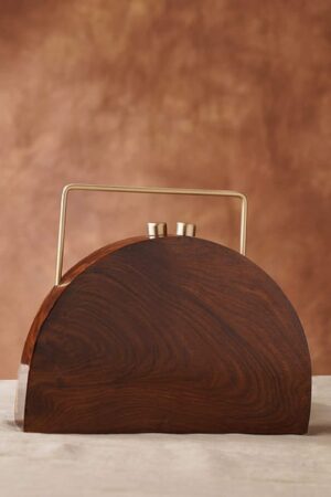 Exquisite Brown Handcrafted Wooden Clutch A Timeless Accessory for Special Occasions