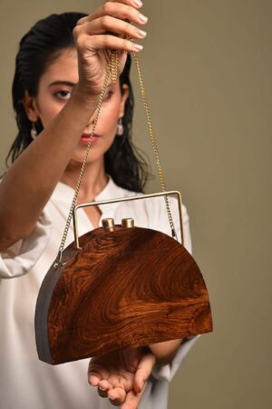 Exquisite Brown Handcrafted Wooden Clutch A Timeless Accessory for Special Occasions