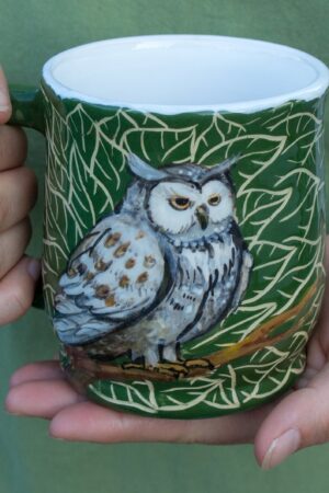 Handcrafted Owl Ceramic Mug Eco-Friendly Tea and Coffee Cup in 9oz, 12oz, 14oz, 16oz