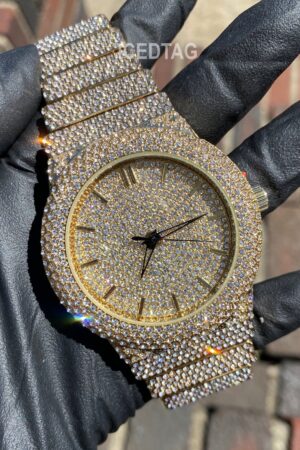 Blinged-Out Presidential Quartz Watch Elevate Your Style with Iced-Out Timekeeping