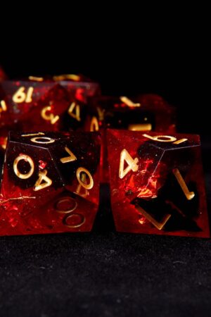 Fire Red Glittering D20 Dice Illuminate Your D&D Adventures with Handmade Precision