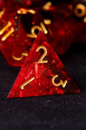 Fire Red Glittering D20 Dice Illuminate Your D&D Adventures with Handmade Precision