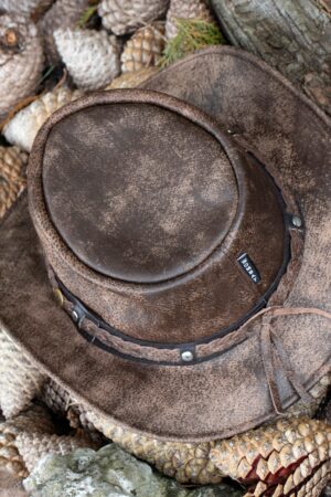 Wombat Foldable Leather Hat The Wilds Full Grain Leather Unisex Cowboy Hat for Trekking and the Australian Bush