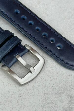 Deep Ocean Blue Full Grain Leather Watch Strap Elevate Your Timepiece with Unparalleled Comfort and Style