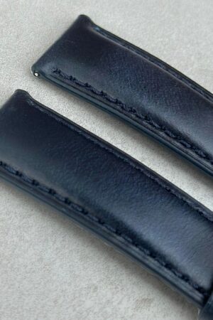 Deep Ocean Blue Full Grain Leather Watch Strap Elevate Your Timepiece with Unparalleled Comfort and Style